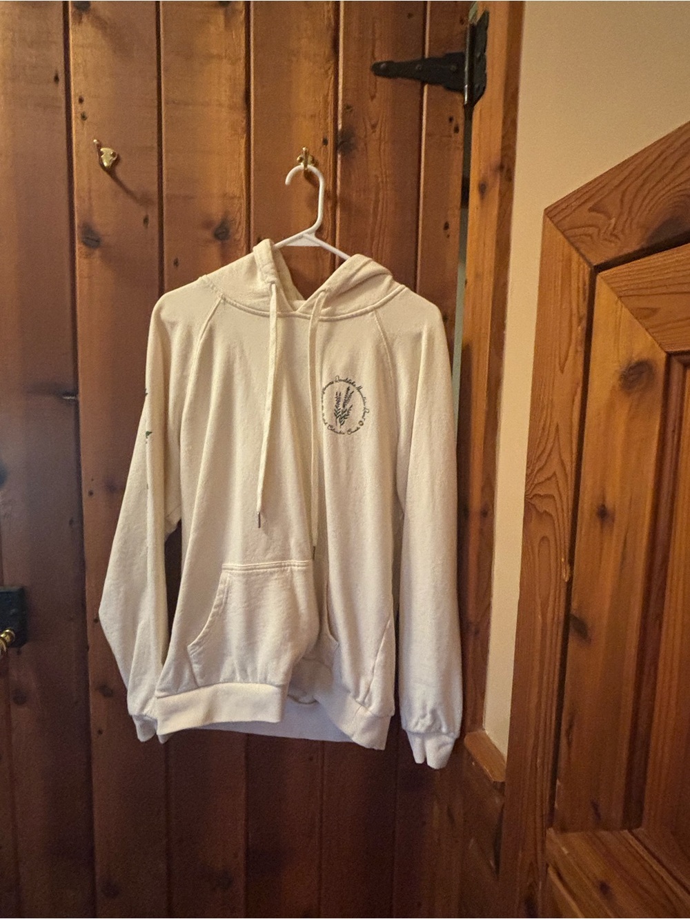 Women's Cream Pullover Hoodie with  cute flower designs
